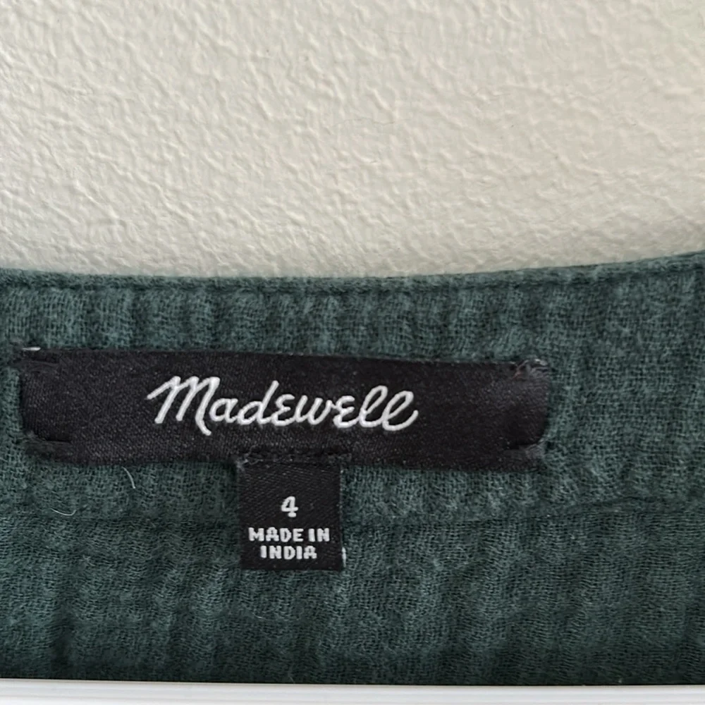 Madewell Midi Green Gauze Cotton Dress - Picture 3 of 3